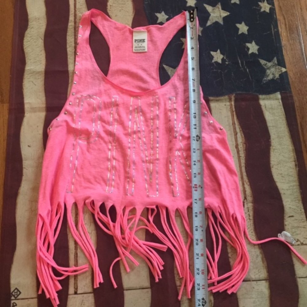Vs pink M cropped fringe tank top - Picture 5 of 5